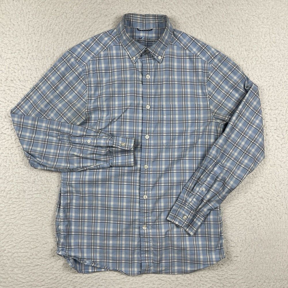 Vineyard Vines Shirt Mens Small Blue Plaid Gorp Commute On The Go Performance